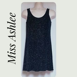 Miss Ashlee Stretch Sparkle Tank Dress Navy Size S